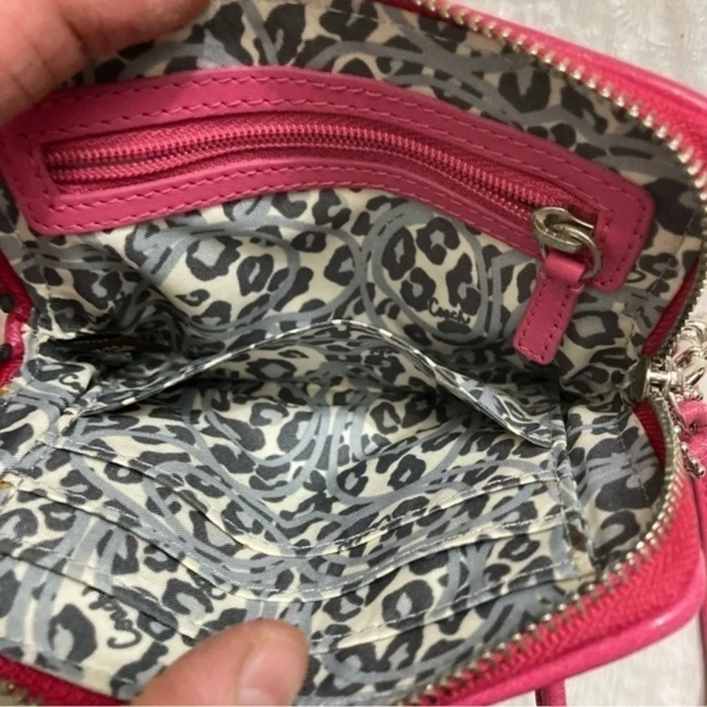Coach poppy pink wristlet bag rare style